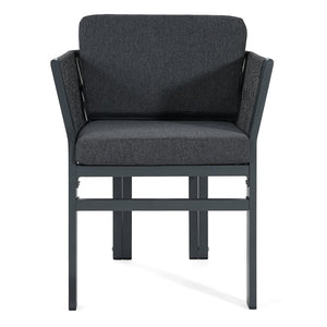 English Elm Outdoor Woven Rattan Aluminum Dining Chairs Set of 2 Coastal Patio Seating Grey N779P368549G