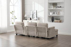 English Elm United Multifunctional L-Shaped Corduroy Sofa: 4-Seater With Usb Ports, Storage, And Comfort Features W1568S00226-GIGA