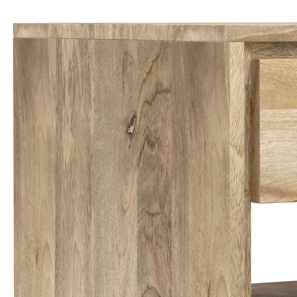 English Elm Lowry Natural Mango Wood End Table with Drawer, Modern Industrial Metal Legs, 22" Square Accent B136P203451