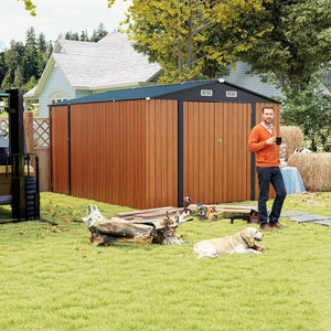 English Elm Campcraft Galvanized Steel Outdoor Storage Shed with Triple Lockable Doors and Vents W1598S00036