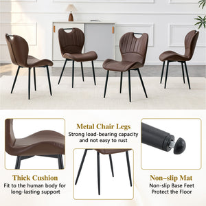 English Elm Set of 4 Olive Fabric Dining Chairs Ergonomic Cushion Black Steel Frame Modern Black+Brown W1151P454885