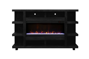 English Elm Laurel Laurel Canyon 72" Fireplace Mantel with 42" Electric Insert, Oak Craftsmanship & Cable Management Black B108P292281