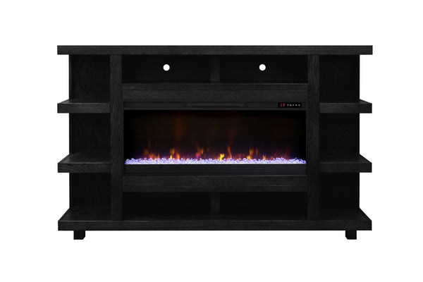 English Elm Laurel Laurel Canyon 72" Fireplace Mantel with 42" Electric Insert, Oak Craftsmanship & Cable Management Black B108P292281