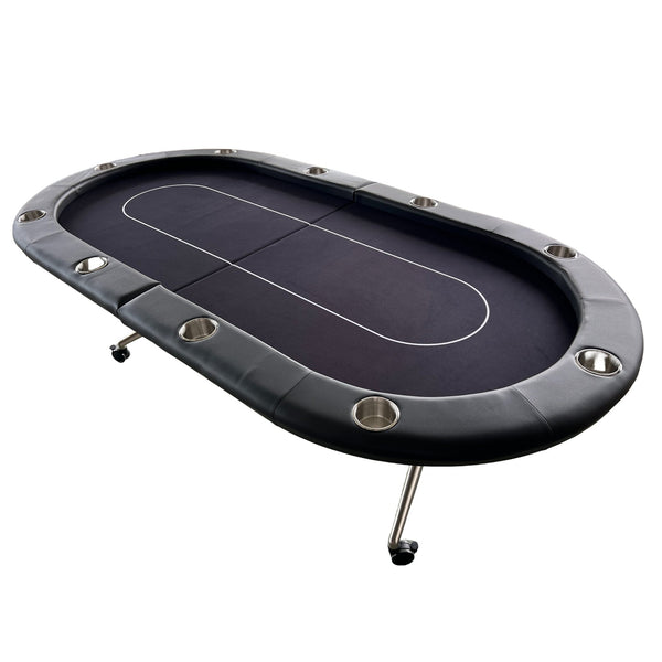 English Elm Ino Foldable 94 Inch Oval Poker Table Seats 10 with Felt Surface and Cup Holders W2748P321633
