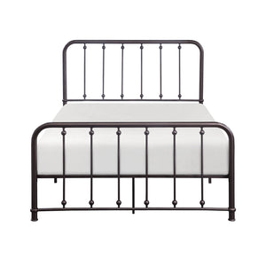 English Elm Classic Queen Platform Bed with Curved Headboard and Ball Accent Detailing, Dark Bronze Metal Frame Antique Bronze 61.25 L x 38.5 W x 3.75 H B011P263748
