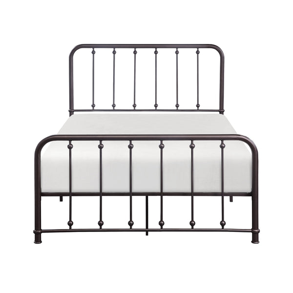 English Elm Classic Queen Platform Bed with Curved Headboard and Ball Accent Detailing, Dark Bronze Metal Frame Antique Bronze 61.25 L x 38.5 W x 3.75 H B011P263748