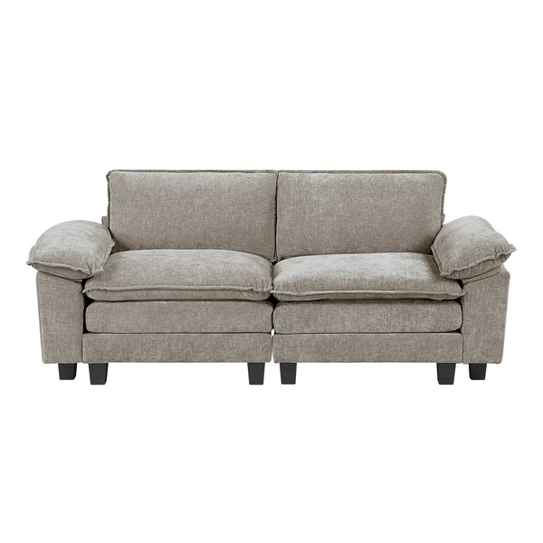 English Elm Modern Plush Chenille Loveseat with Pocket Coil Support, Reversible Cushions & Removable Zippers for Easy Care and Lasting Comfort Brown Gray,Pewter 34.5 L x 29 W x 8.5 H B011S01813