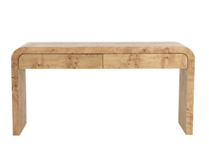 Sunpan ROWENA Console Table – Modern Burl Veneer Entryway Table with Sculptural Design for Sophisticated Decor 112668