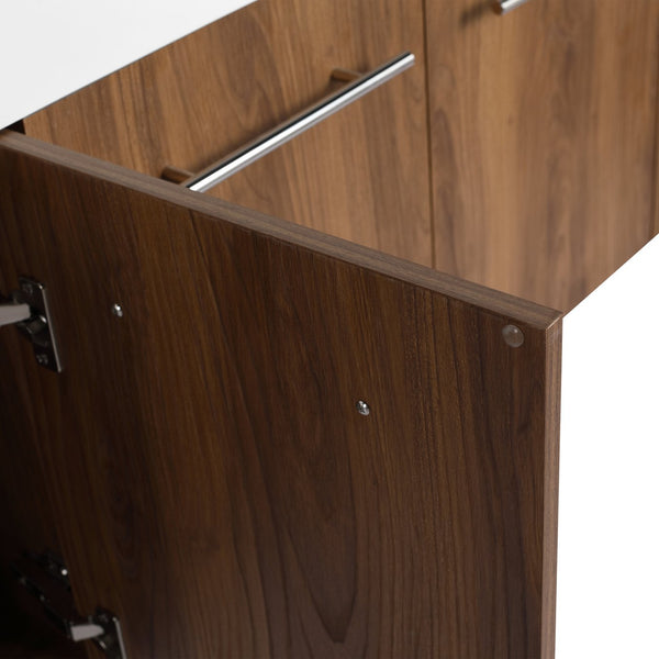 English Elm 60 Inch Wall-Mounted Bathroom Vanity With Double Resin Sink, Modern Design & Ample Storage Space W999S00250
