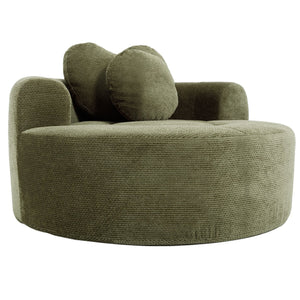English Elm Round Cloud Sofa Bed Waffle Fabric Memory Foam Convertible Couch for Small Space Living Green W3224P492032