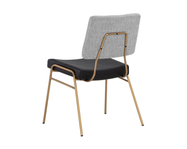 Sunpan Brinley Dining Chair - Modern Faux Leather Comfort with Stylish Powder Coated Stainless Steel Legs Gold / Nightfall Black & Chacha Grey