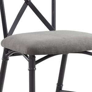 English Elm Grey Grey and Sandy Black Side Chair Set of 2 with X-Back, Industrial Metal Frame, Upholstered Seat Cushion B062P189188