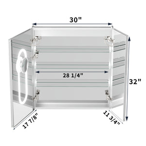 English Elm 30*32 Inch Led Medicine Cabinet with Anti-fog Gfci Outlet and Stepless Dimming Mirror W637P349459