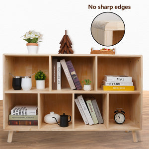 English Elm Solid Pine Seven Compartment Low Shelf Organizer for Living Room Office or Nursery W3166P271631