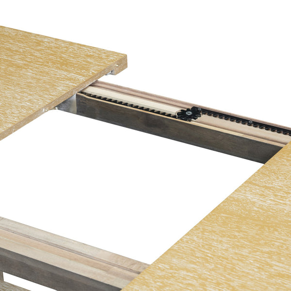 English Elm TOPMAX 76-inch Extendable Trestle Dining Set with 18" Removable Leaf, Upholstered Chairs & Bench Natural SP000048AAA