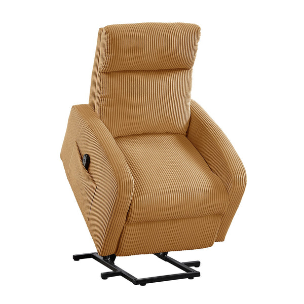 English Elm Contemporary Power Lift Chair Recliner with Plush Corduroy, Foam-Over-Coil Support & Side Pocket Yellow 31 L x 29 W x 24 H B011P395834