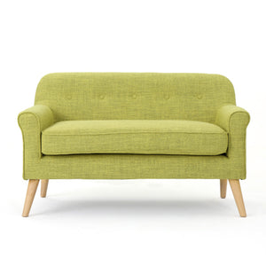 English Elm Christopher Knight Home® - Love mid-century two-seater loveseat with button-tufting, rolled arms, plush fabric and tapered legs Pale Green N771P202672L