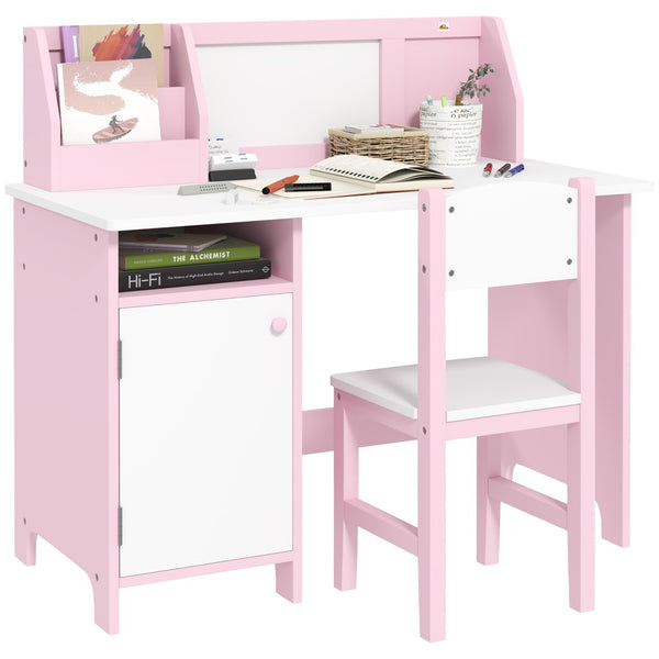 English Elm Qaba Pink Toddler Desk And Chair Set With Whiteboard, Storage, Ergonomic Design For Young Learners W2225P249757-GIGA