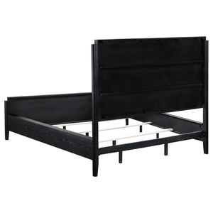 English Elm Black Fluted California King Bedroom Set with Wire-brushed Finish and Golden Hardware B062S01839