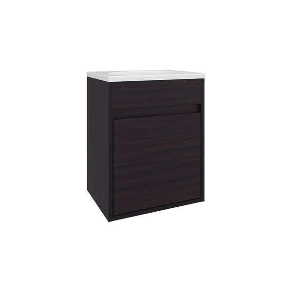 English Elm Bathroom Compact Vanity with Sink and Single Door Cabinet, Engineered Wood, Modern Minimalist Design Black 23.62 L x 20.87 W x 11.42 H B097P350312