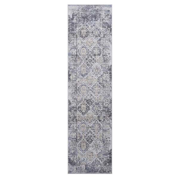 English Elm Payas Traditional Grey & Blue Runner Rug - Durable, Stylish Design For Entryways & Hallways B189P183560-GIGA