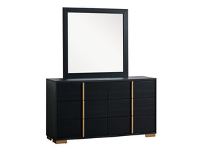 English Elm Steeler Five Drawer Glam Dresser Black Laminate with Gold Hardware Bedroom Storage B078P497914