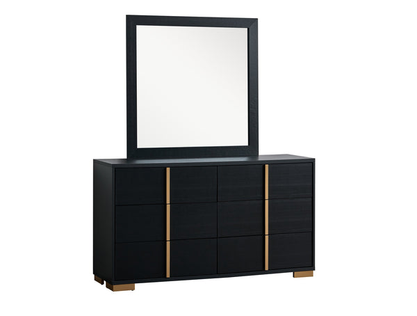 English Elm Steeler Five Drawer Glam Dresser Black Laminate with Gold Hardware Bedroom Storage B078P497914