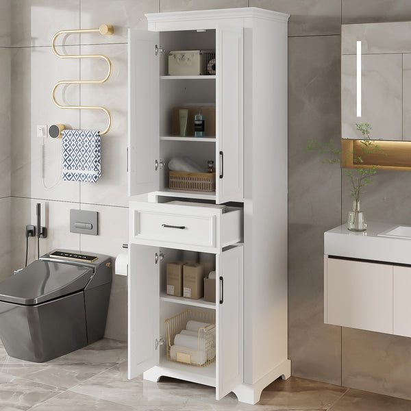 English Elm 70.8" Freestanding Bathroom Vanity with Soft-Close Doors, Adjustable Shelves, Anti-Tip Safety & Sleek Handles N729P335558K