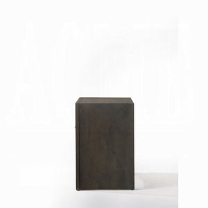 English Elm 1pc Velvet Tufted Nightstand with Faux Marble Top, Crystal Knobs and Two Drawers for Luxe Bedroom Gray 21 L x 30 W x 30 H B2741P321722