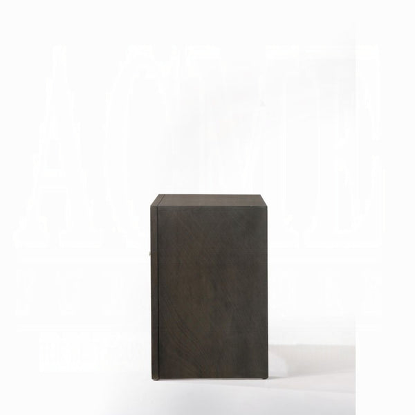 English Elm 1pc Velvet Tufted Nightstand with Faux Marble Top, Crystal Knobs and Two Drawers for Luxe Bedroom Gray 21 L x 30 W x 30 H B2741P321722