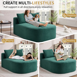 English Elm 67.5''chaise Lounge Oversized Corduroy Sleeper Sofa with Deep Seat and Two Pillows Green W1803P409163