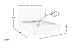 English Elm Stockholm Modern Wavy Headboard Platform Bed, Queen, Antique White Polyester