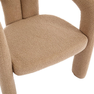 English Elm Contemporary Velvet Upholstered Barrel Accent Chair Set of 2 with Foam Seat, Steel Frame, Plush Upholstery Camel Teddy W395P224766