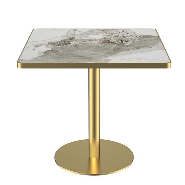 English Elm Square Modern Dining Table – 31.5" Bistro Table With Luxe Faux Marble Top & Sturdy Metal Frame W3316P375692-GIGA