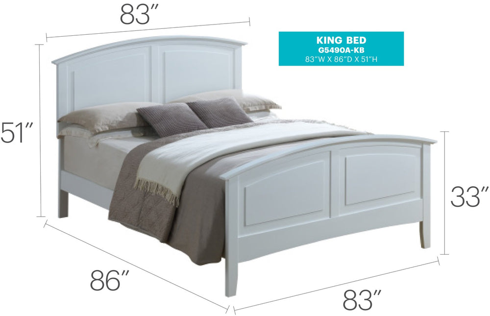 English Elm Stylish King Bed In Bright White Finish - Contemporary Design, Easy Assembly & Durable Comfort For All B078S00424-GIGA