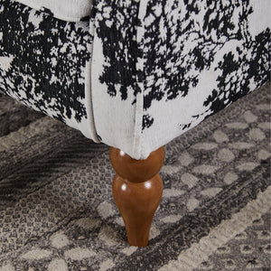 English Elm Coffee Table & Armchair Set with Vintage Roman Column Legs, Breathable Fabric, Solid Rubberwood Craftsmanship Antique White+Gray W2989P339882