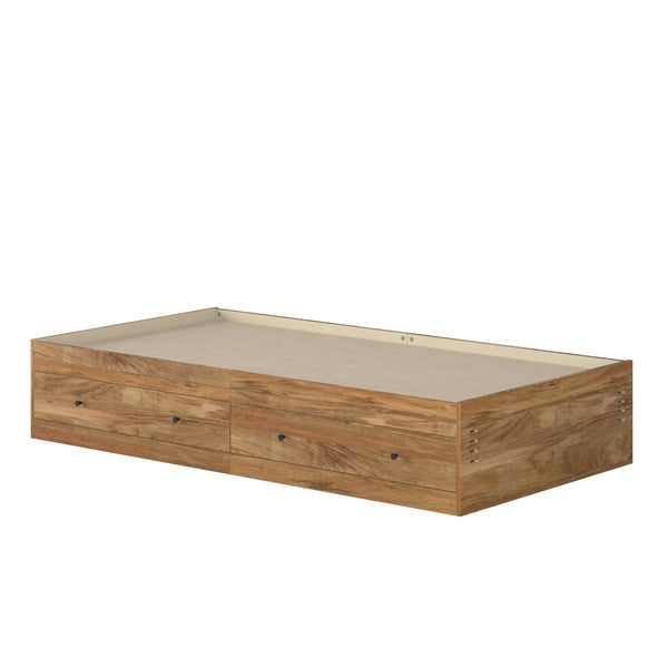 English Elm Mate's Brown Finish Platform Bed with Smooth-Glide Storage Drawers, Mango Tone, Space-Saving Durable Design B356P367835