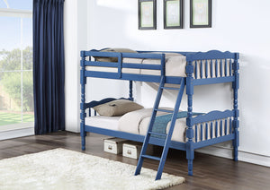 English Elm Homestead Twin/Twin Bunk Bed with Convertible Stacked or Separate Design, Solid Slat System, 330lb Capacity Dark Blue 80 L x 12 W x 5 H B2726S00345
