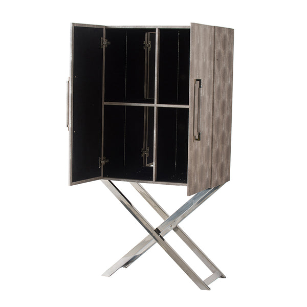 English Elm 27.6x13.8x59.1" Tall Freestanding Storage Cabinet with Patterned Flannel and Metal Pulls W2078P180418
