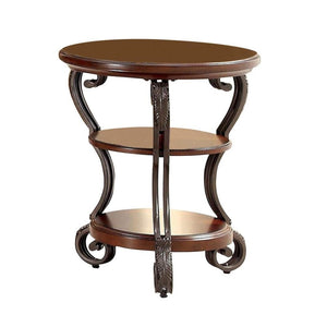 English Elm Traditional Elegant Brown Cherry Side Table with Ornate Scroll Legs and Open Shelf for Living Room Decor Brown Multi 27 L x 27 W x 7 H B011P203062