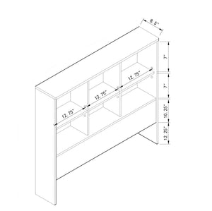 English Elm Twin Reclaimed Barnwood Bookcase Headboard with Six Shelves, 3 Adjustable, Rounded Top Panel, Durable B107P243250