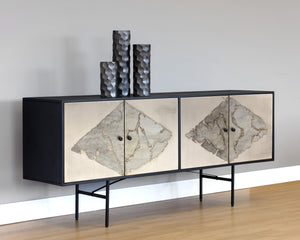 Sunpan Arlington Sideboard - Unique Patina Finish with Black Iron Frame, Handcrafted by Skilled Artisans Large - 72W x 17D x 30H