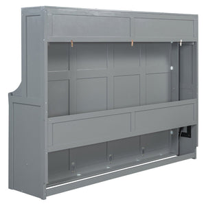 English Elm Queen Murphy Bed With Hydraulic Lift & Foldable Desk - Stylish Space-Saving Solution In Gray N820S10033E-GIGA