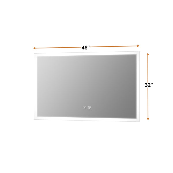 English Elm Aurorium Led Lighted Vanity Mirror with Defogger Touchscreen 48 Inch Bathroom Wall B2731P478350