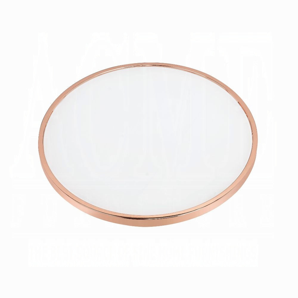 English Elm Rose Frosted Glass Top Coffee Table with Metallic Base 34" Round Modern Occasional Table for Living Room Stylish Centerpiece, Easy Assembly Rose Gold 39 L x 39 W x 5 H B2741P332647