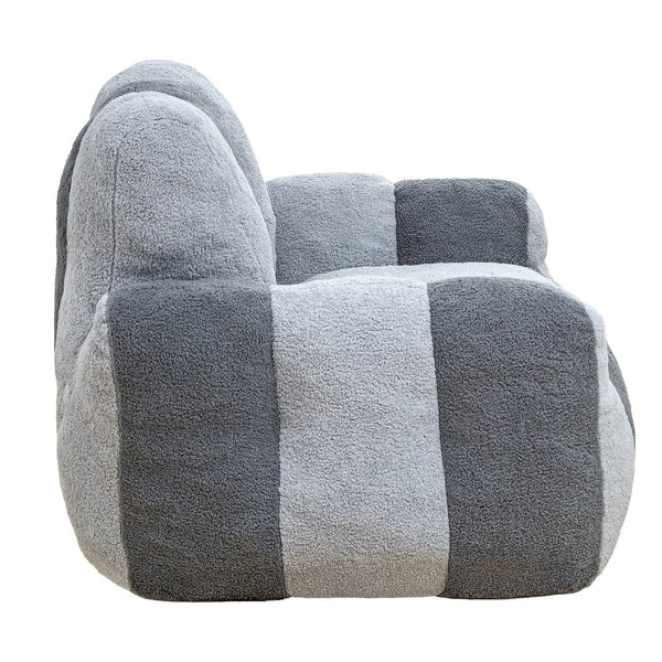 English Elm Bean Bag Chair Teddy Plush Heart Backrest Foam Filled Accent Seat for Adults Gray W2510P465456