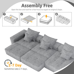 English Elm Modern Oversized Modular Sectional Sofa – Luxurious Chenille Fabric With 6 Pillows, No Assembly Needed! W1885S00072