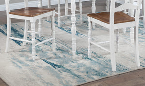 English Elm White 5-Pc Dining Set Rustic Ranch Style Table and 4 Ladder-Back Chairs with Woodgrain Top, Ergonomic Comfort Oak,White 45 L x 45 W x 13 H B011P313698