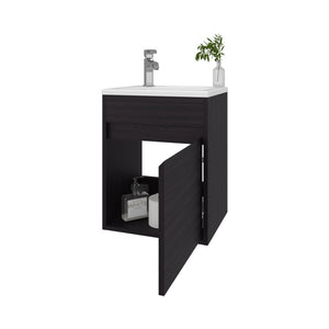 English Elm FM Floating Bathroom Vanity with Integrated Sink and Soft-Close Cabinet for Sleek Modern Storage Wenge 24 L x 21 W x 11 H B128P335850