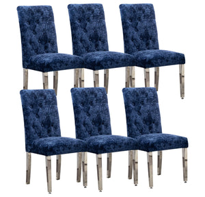 English Elm Set of 2 Modern Dining Chairs with Plush Velvet Tufting, Sturdy Steel Legs, Ergonomic S-Shaped Springs Blue D772095825